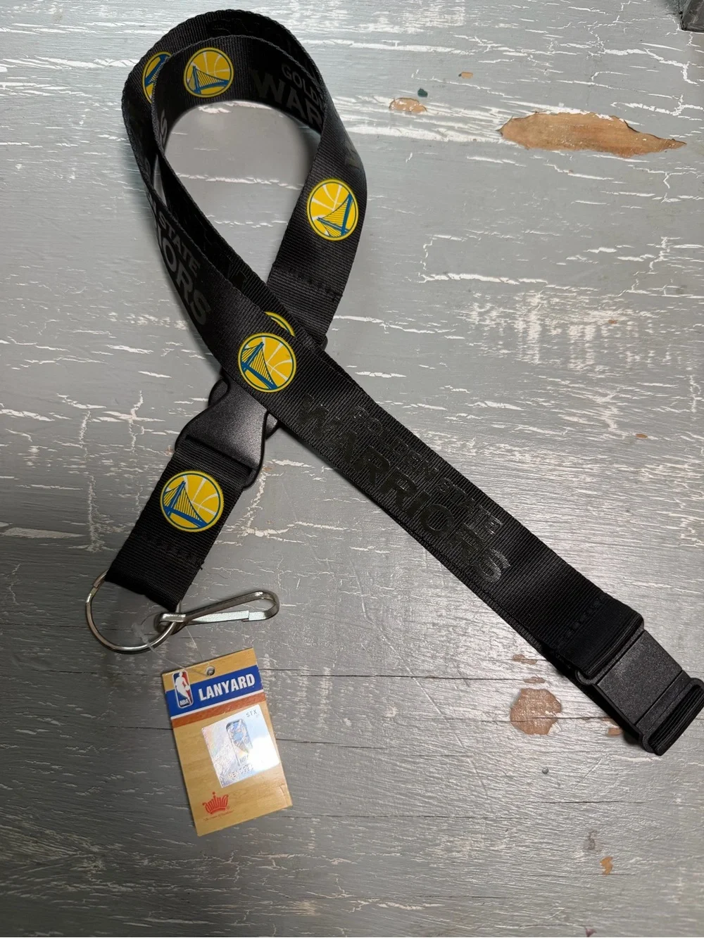 NBA Golden State Warriors Black Lanyard with Logo Key Clip